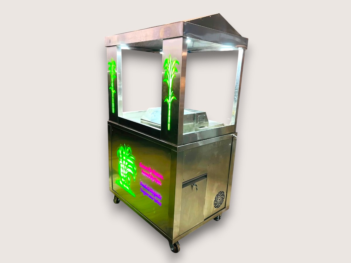 Stainless steel sugarcane juice vending cart